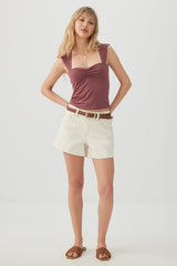Mid Rise A Line Denim Shorts