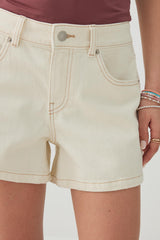 Mid Rise A Line Denim Shorts