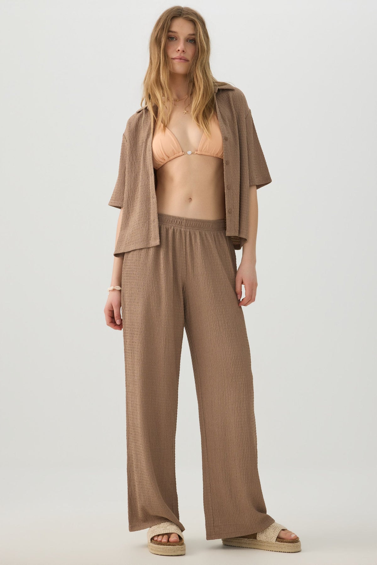 Textured knit Wide Leg Pants