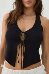 Tie Front Halter Sweater Tank