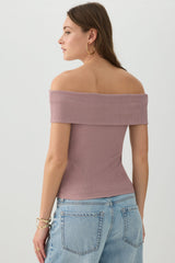 Textured Knit Off Shoulder Crop Top