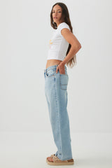 Cotton Blend Ribbed Crop T-Shirt