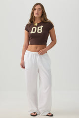 Cotton Blend Ribbed Crop T-Shirt