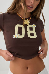 Cotton Blend Ribbed Crop T-Shirt