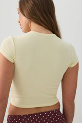 Cotton Blend Ribbed Crop T-Shirt