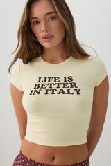 Cotton Blend Ribbed Crop T-Shirt