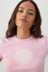 Cotton Blend Ribbed Crop T-Shirt