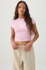 Cotton Blend Ribbed Crop T-Shirt