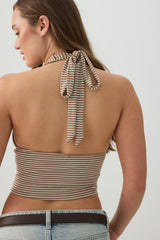Deep V-Neck Crop Halter Tank Top