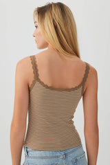 Scoop Neck Lace Trim Tank