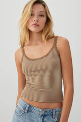 Scoop Neck Lace Trim Tank
