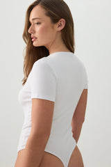 Fine Rib Crew Neck Bodysuit