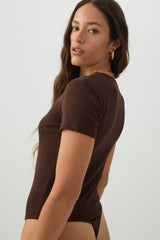 Fine Rib Crew Neck Bodysuit