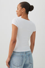 Fine Rib Scoop Neck Crop T-Shirt