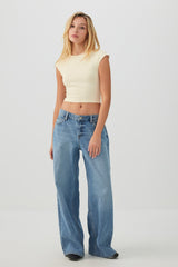 Cropped Ribbed Crew T-Shirt