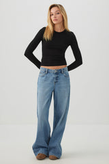 Cropped Rib Crew Top