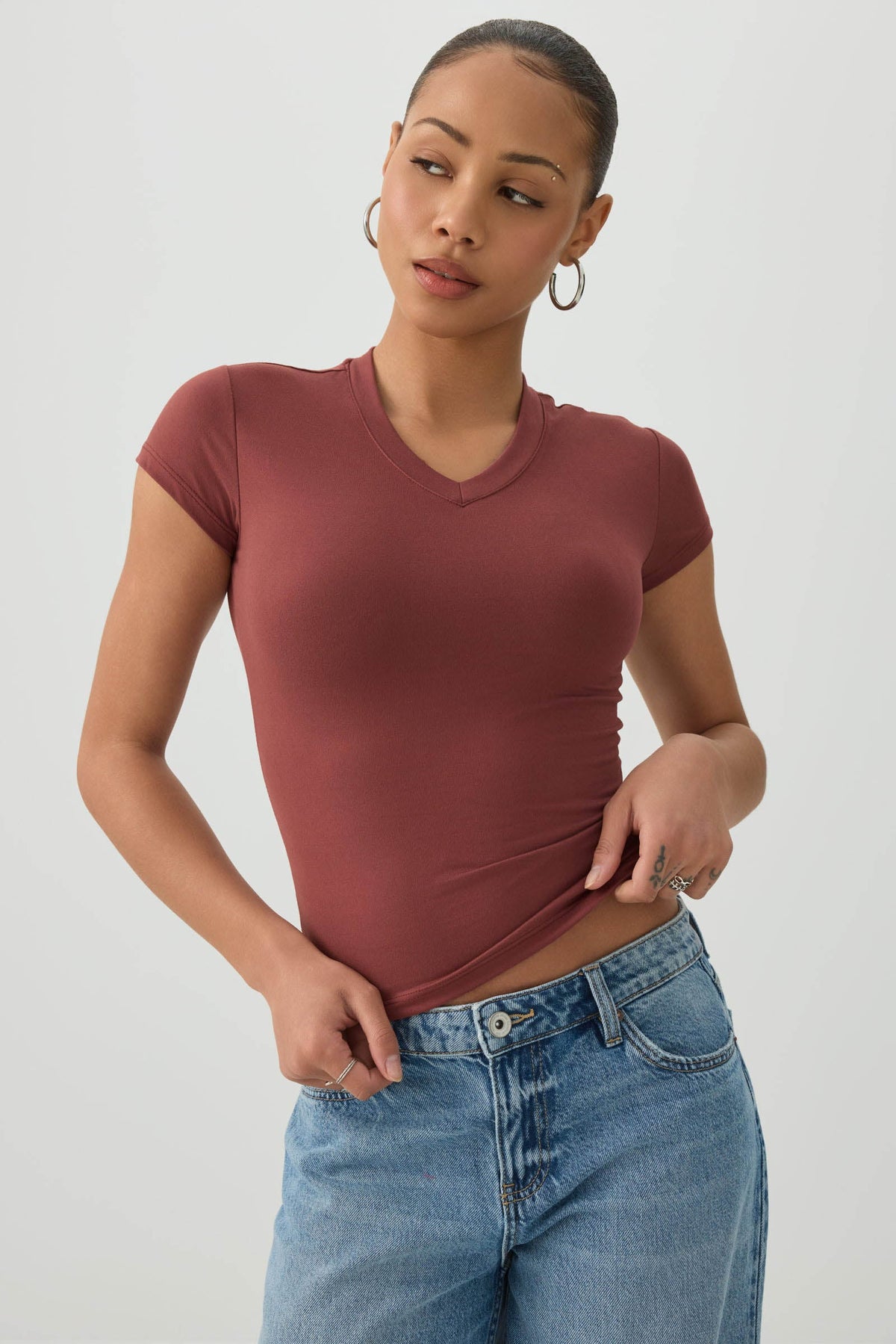 V-Neck Cropped T-Shirt