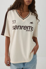 Italy Knit Mesh V Neck Sport Top