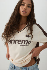 Italy Knit Mesh V Neck Sport Top