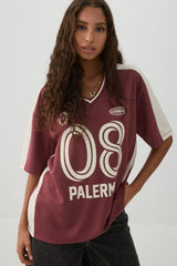 Italy Knit Mesh V Neck Sport Top