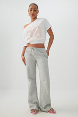 Long Oversized Off Shoulder Graphic T-Shirt