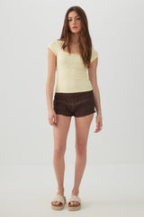 Scoop Neck T-Shirt with Lace Trim