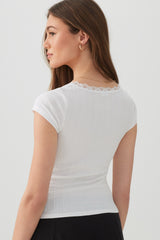 Scoop Neck T-Shirt with Lace Trim