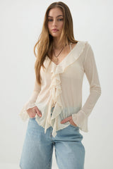 Long Sleeve Blouse with Frills