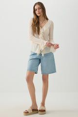 Long Sleeve Blouse with Frills