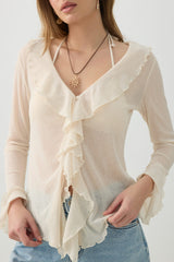 Long Sleeve Blouse with Frills