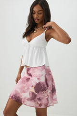 Chiffon A-Line Mini Skirt