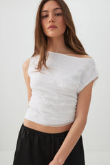 One Shoulder Ruffle Crop Top
