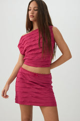 One Shoulder Ruffle Crop Top