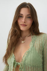 Tie Front Lace Cardigan