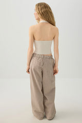 Mid Rise Foldover Wide Leg Pants