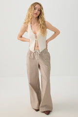 Mid Rise Foldover Wide Leg Pants