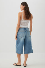 Denim Mid Rise Culottes