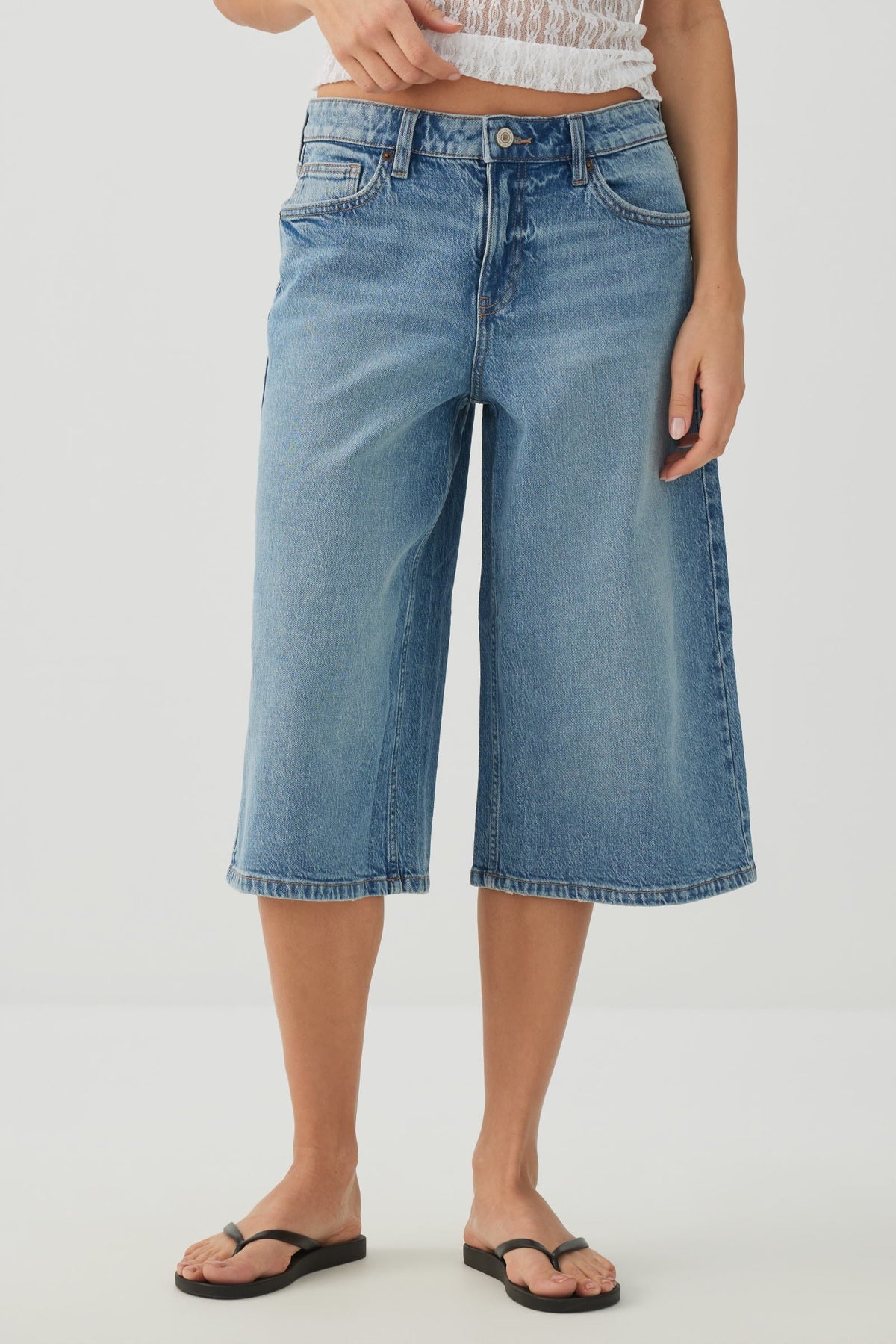 Denim Mid Rise Culottes