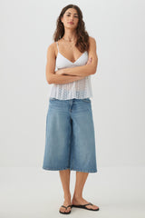 Denim Mid Rise Culottes