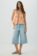 Denim Mid Rise Culottes