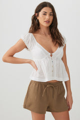 Woven Mid Rise Shorts
