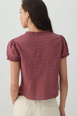 Eyelet Tie Front Top