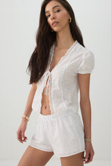 Eyelet Drawstring Shorts