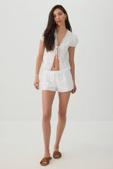 Eyelet Drawstring Shorts