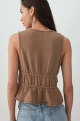 Gauze Tie-Front Top