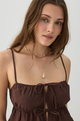 Cotton Crop Tank Top with Front Tie