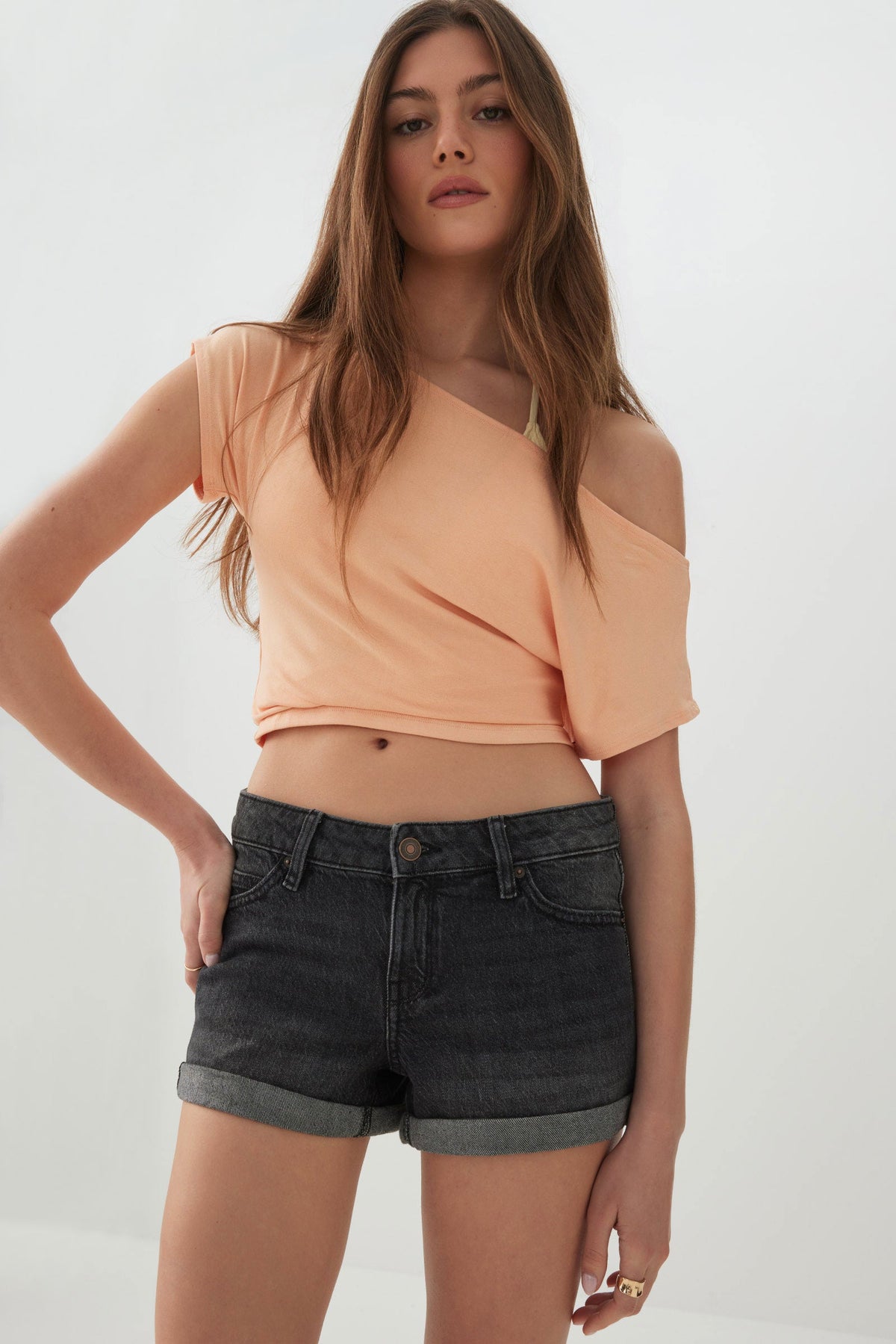 Low Rise Denim Short Shorts