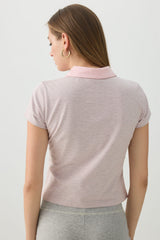 Striped Crop Polo Top