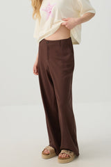 Linen Blend Wide Leg Tailored Pant