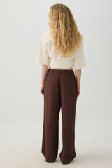 Linen Blend Wide Leg Tailored Pant